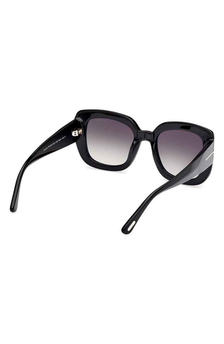 TOM FORD Carla 52mm Square Sunglasses, Alternate, color, Shiny Black Eco / Smoke Lenses