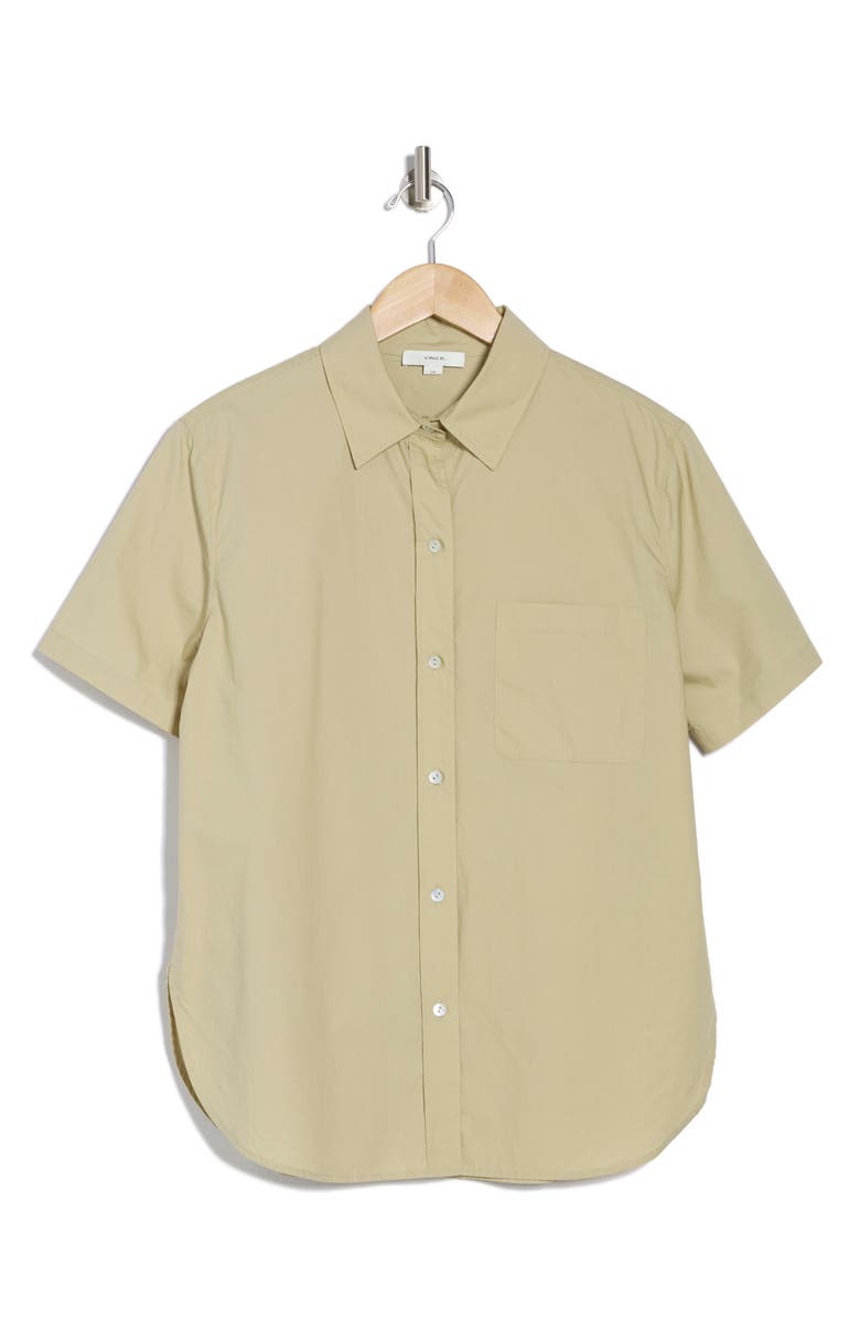 Vince Short Sleeve Cotton Poplin Button-Up Shirt, Main, color, 