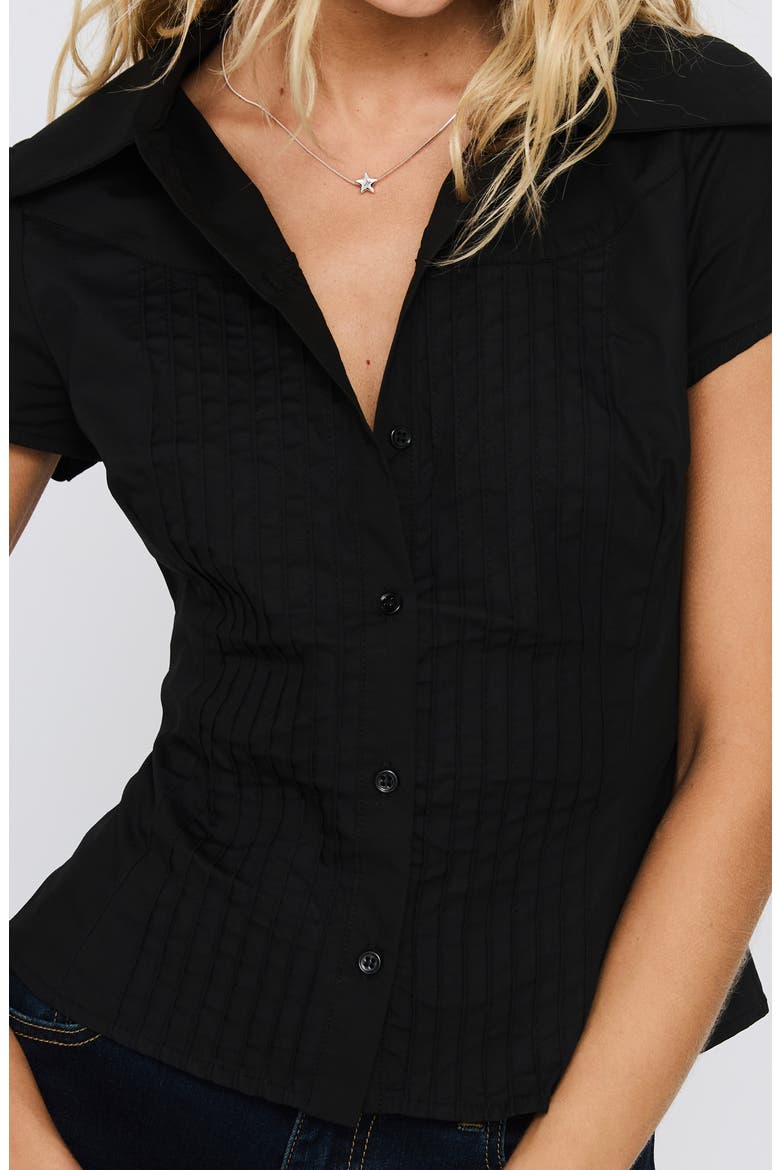 Akiyo Front Button Top, Alternate, color, BLACK