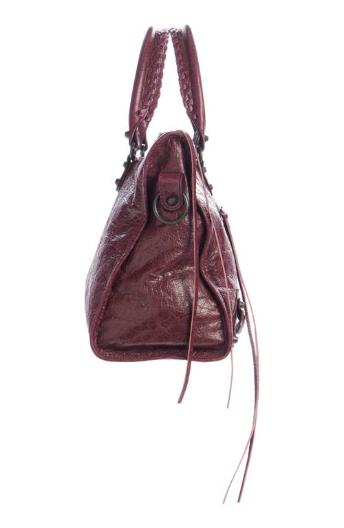 Balenciaga Le City Medium Crinkled Leather Top-handle Bag In 6034 Dark Burgundy