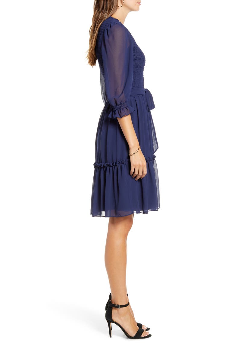 Smocked Dress, Alternate, color, NAVY