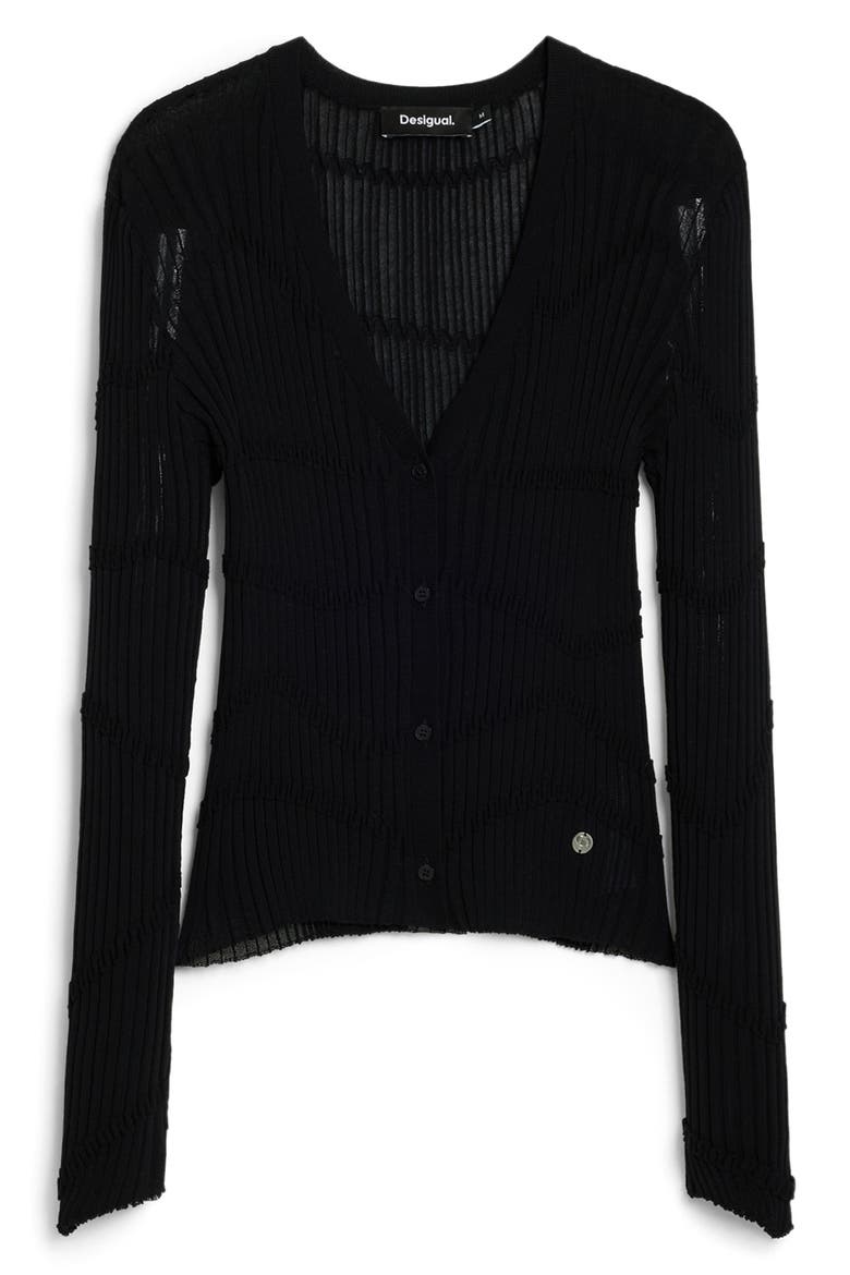 Thin Gauge V-Neck Cardigan, Alternate, color, BLACK