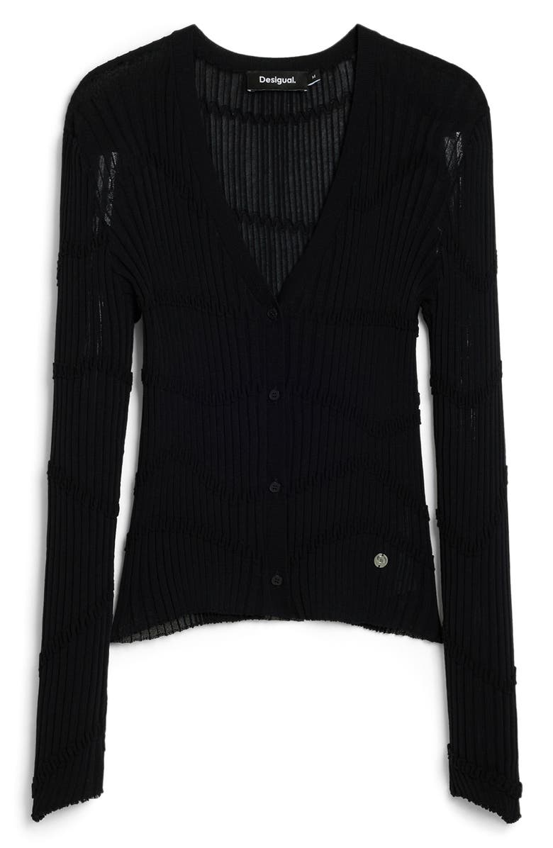 Desigual Thin Gauge V-Neck Cardigan, Alternate, color, Black