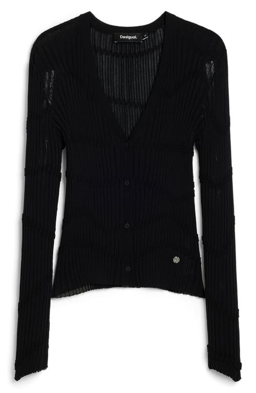 Desigual Thin Gauge V-neck Cardigan In Black