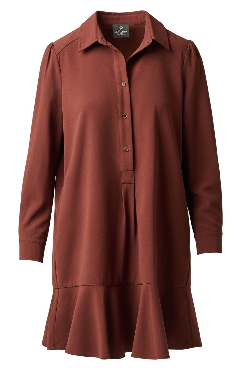 Adrianna Papell Hailey Button-Up Shift Shirtdress, Alternate, color, Chocolate