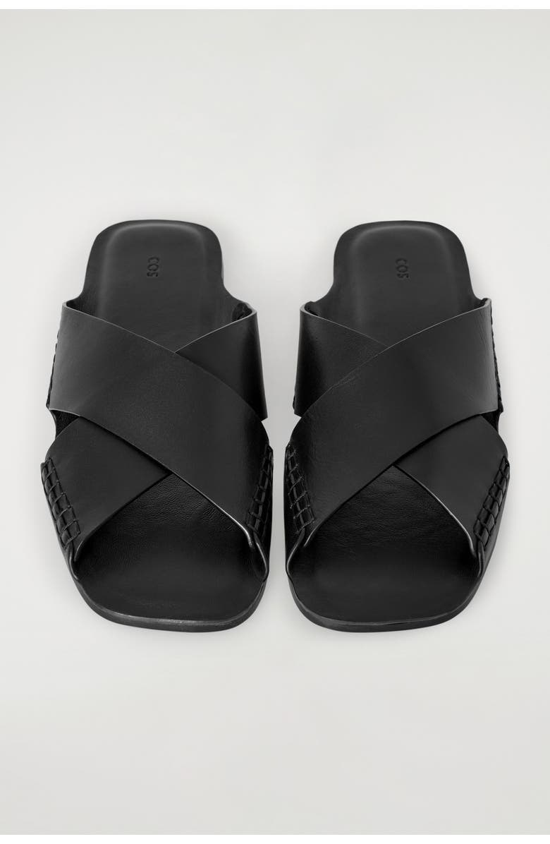 COS Crossover Leather Sandals, Alternate, color, Black