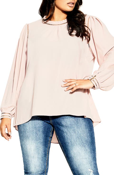 Kiss Me Quick Long Sleeve Blouse (Plus Size)