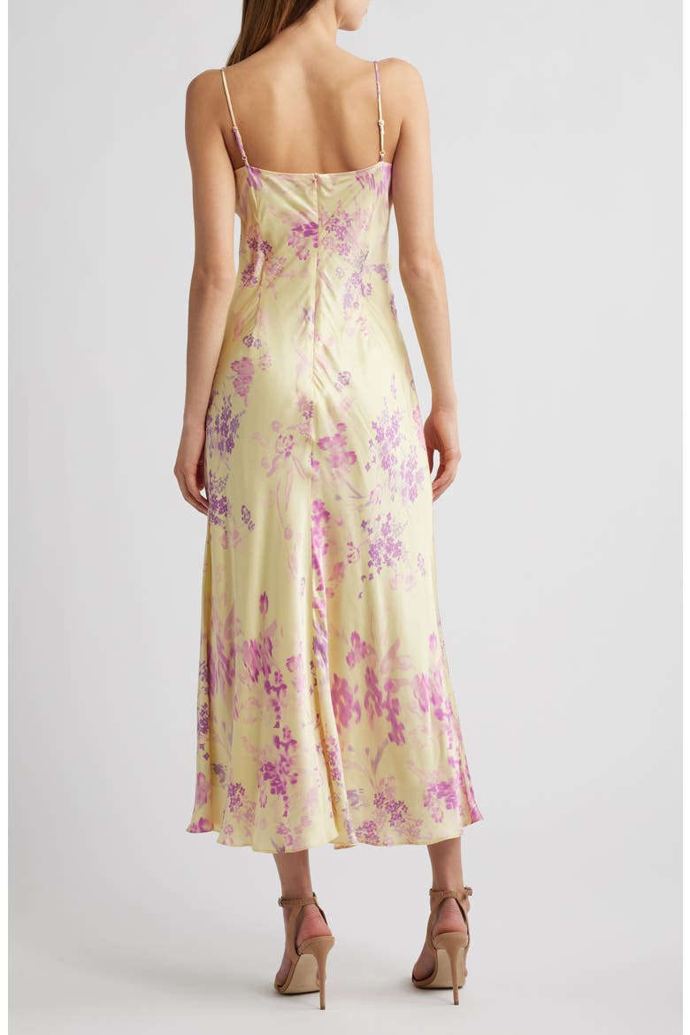 Elyria Oona Satin Midi Cocktail Dress, Alternate, color, CORNSILK YELLOW MULT