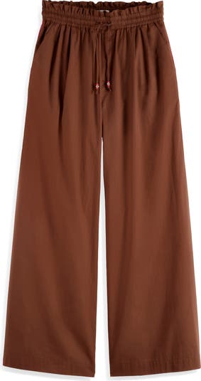 High Waist Wide Leg Cotton Voile Pants