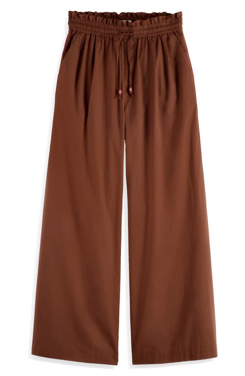 Scotch & Soda Cotton Voile Wide-leg Pull-on Pants In Cold Brew
