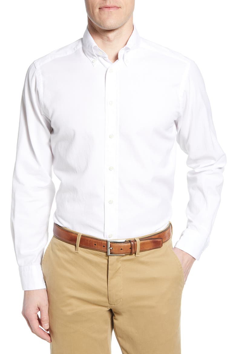 Contemporary Fit Oxford Casual Shirt, Main, color, WHITE