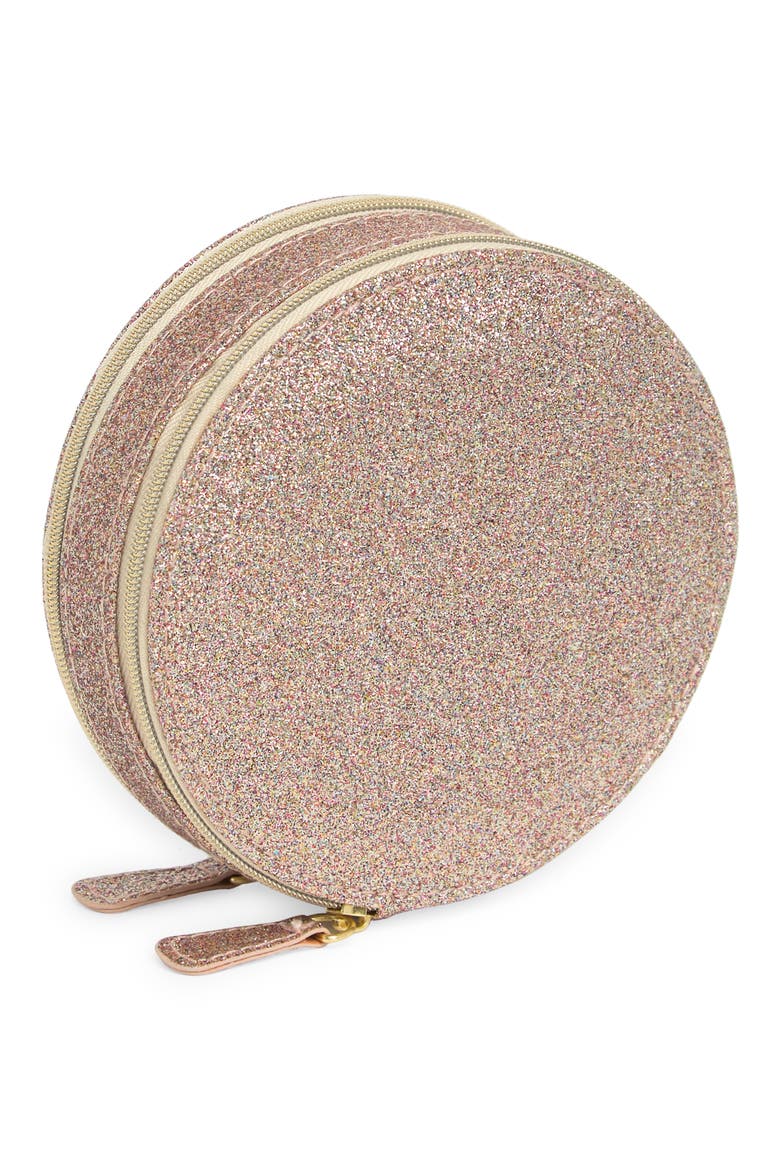 Round Jewelry Box, Main, color, CHAMPAGNE MULTI GLITTER