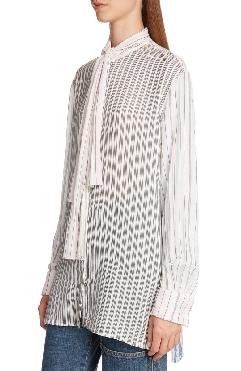 JW Anderson Pajama Stripe Tie Neck Blouse, Alternate, color, 