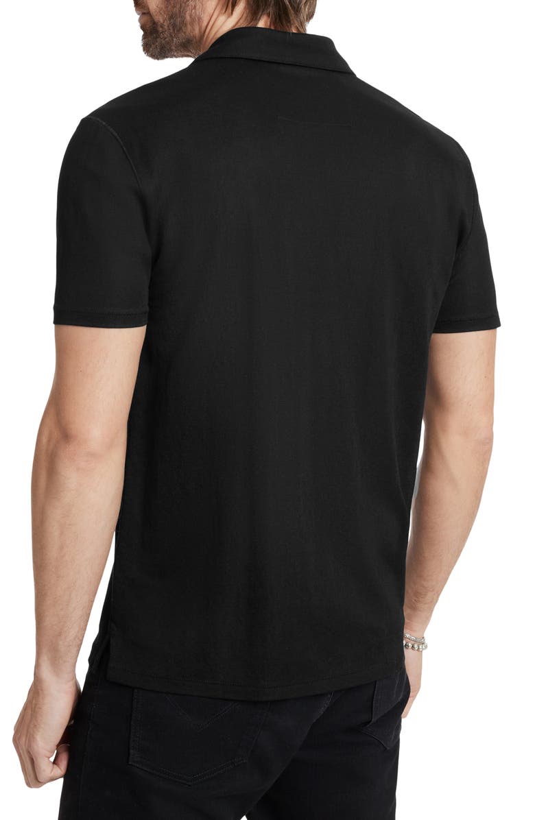 John Varvatos Leroy Johnny Collar Solid Piqué Polo, Alternate, color, Black