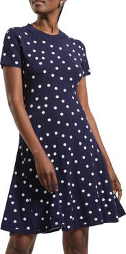 Isaac Mizrahi New York Polka Dot Fit & Flare Sweater Dress