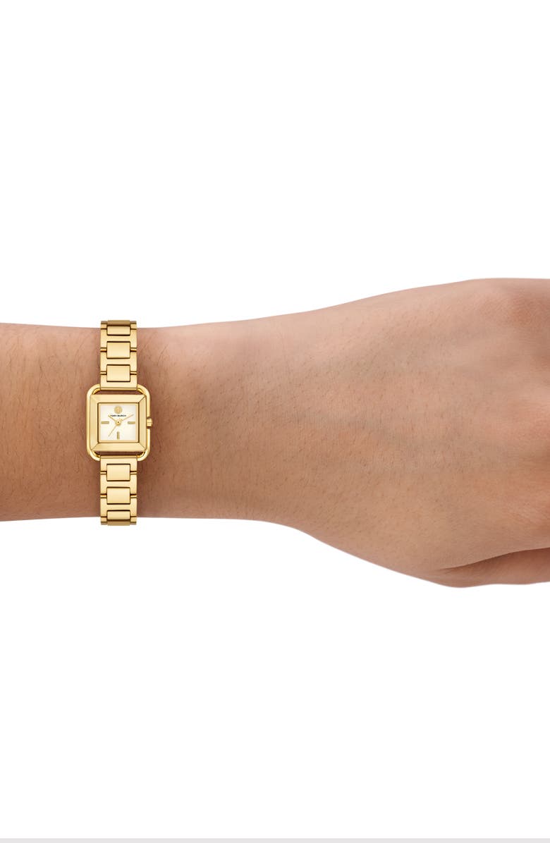 Tory Burch The Small Kira Square Bracelet Watch Set, 18mm x 18mm, Alternate, color, Gold