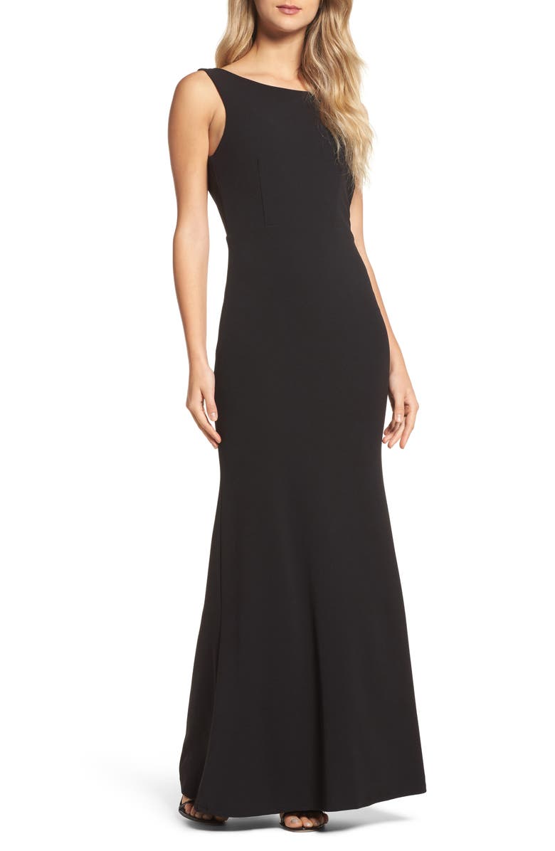 Lulus Drape Back Trumpet Gown, Main, color, 