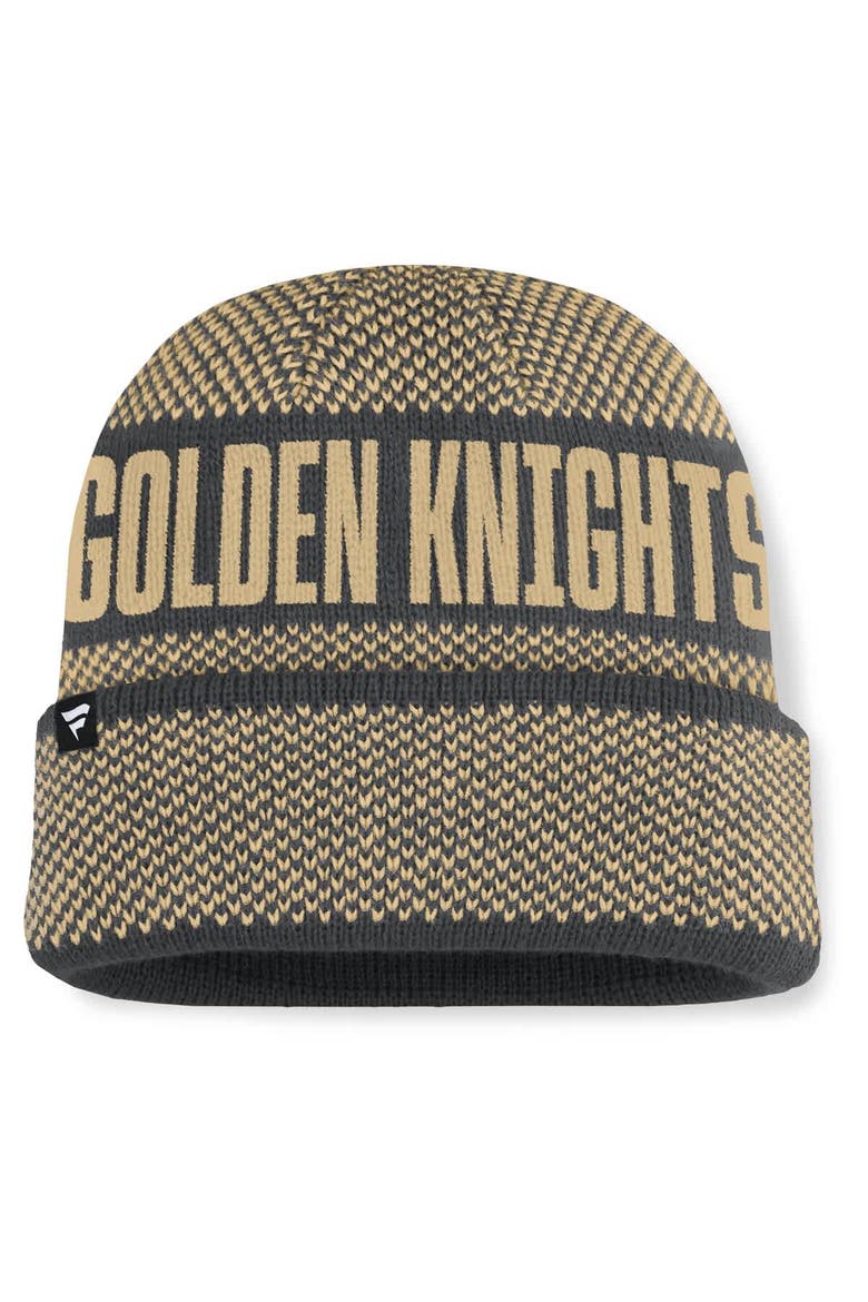Men's Fanatics Charcoal/Gold Vegas Golden Knights Fundamentals Shelter Cuffed Knit Hat, Alternate, color, Charcoal