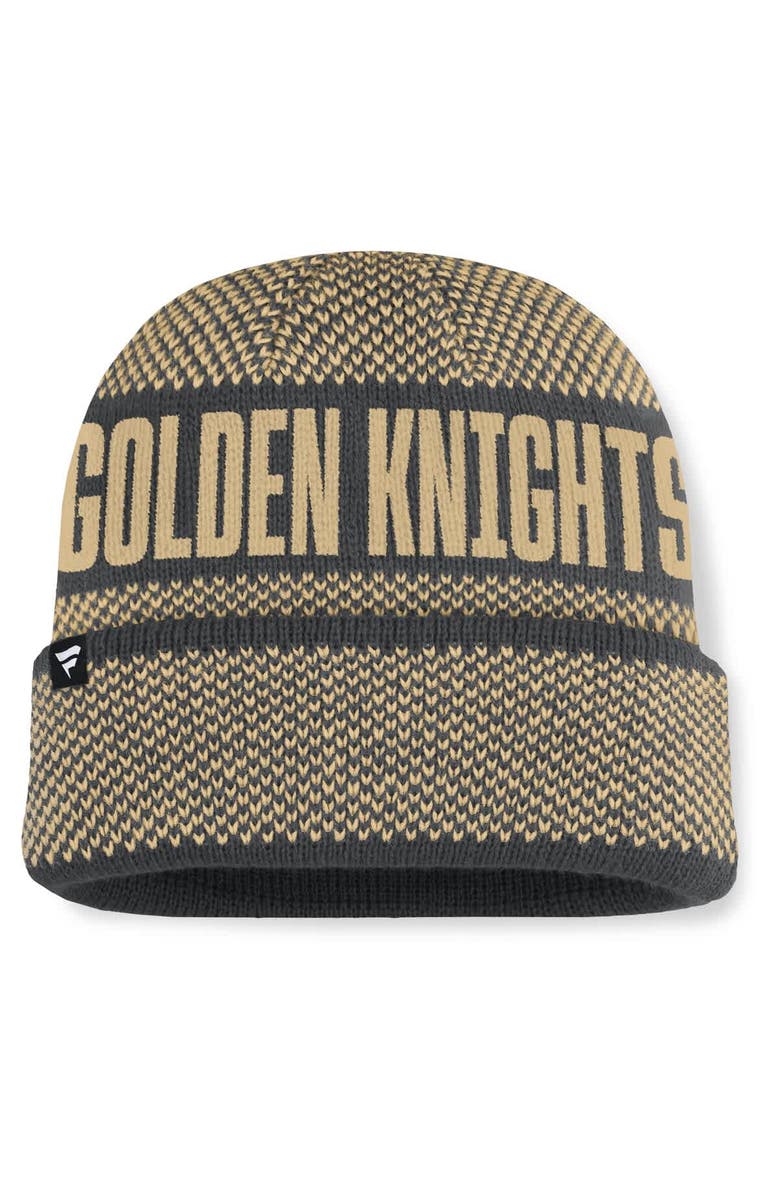 FANATICS Men's Fanatics Charcoal/Gold Vegas Golden Knights Fundamentals Shelter Cuffed Knit Hat, Alternate, color, Charcoal