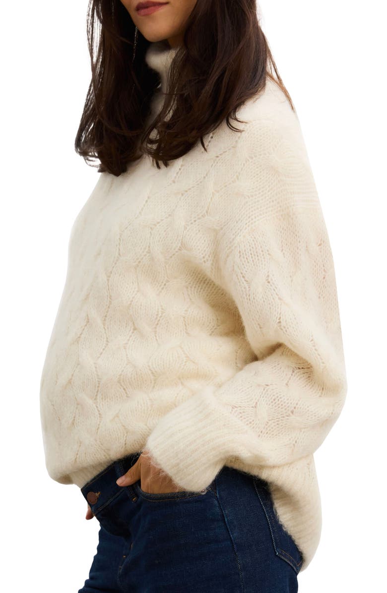 HATCH The Sophie Alpaca Cable Turtleneck, Alternate, color, Ivory