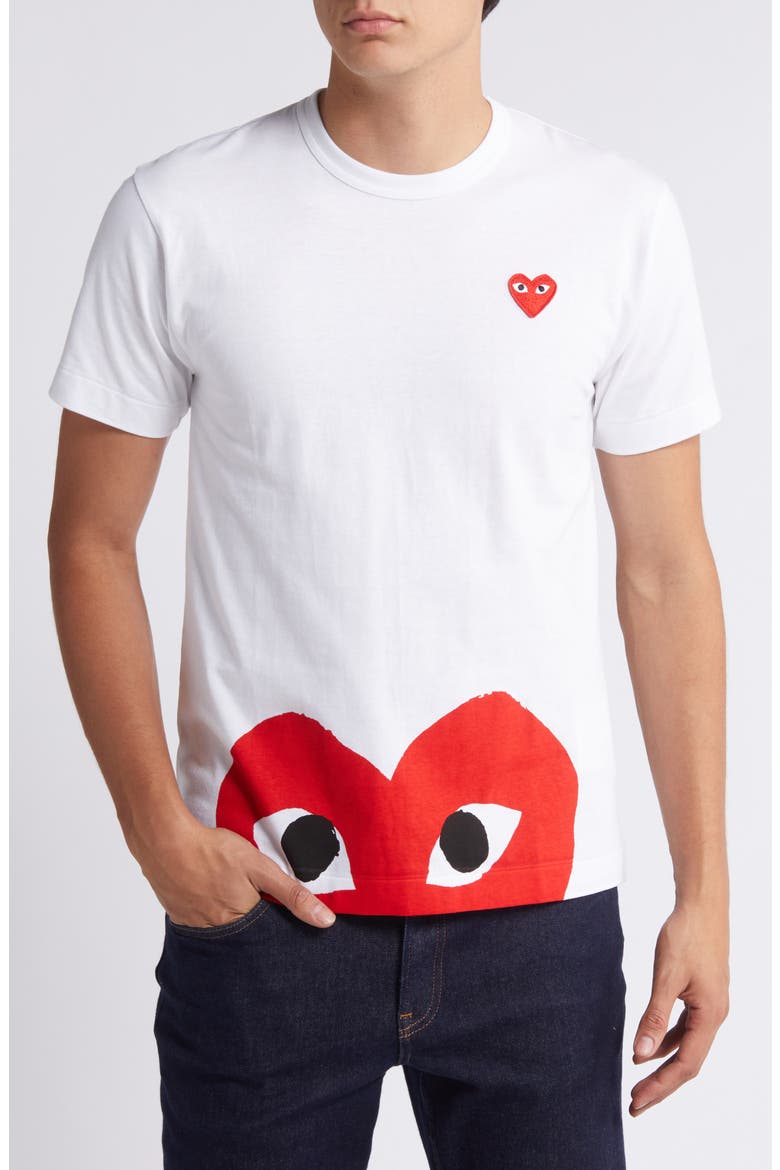 Half Red Heart Graphic T-Shirt, Main, color, WHITE