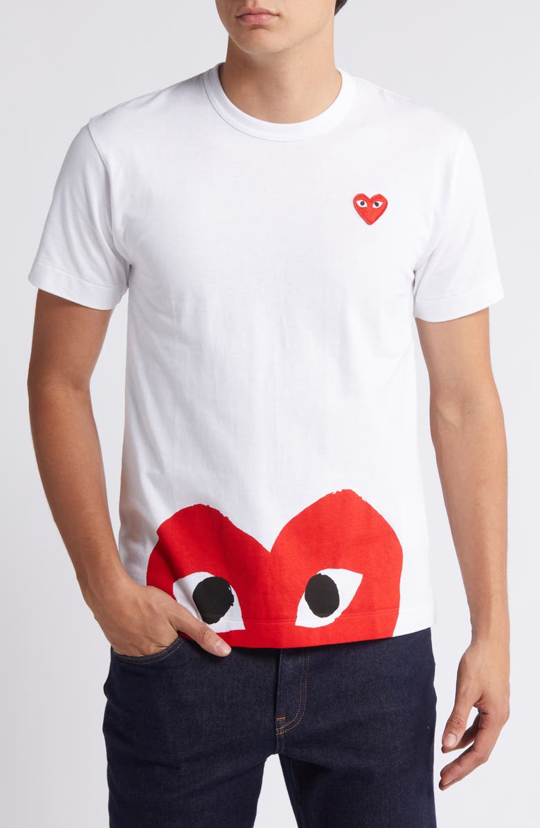 Comme des Garçons PLAY Half Red Heart Graphic T-Shirt, Main, color,