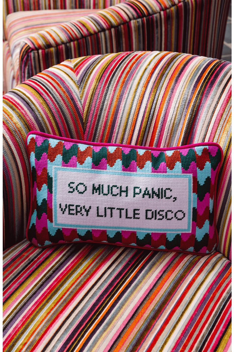 Panic at the Disco Needlepoint Pillow, Alternate, color, Dark Pink