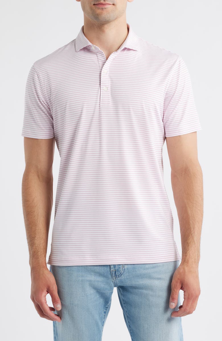 johnnie-O Michael Stripe Performance Golf Polo, Main, color, White/ Azalea