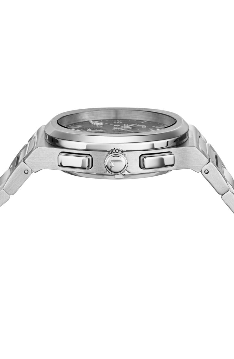 FERRAGAMO Elliptical Bracelet Strap Chronograph Watch, 38mm, Alternate, color, Black/ Stainless Steel