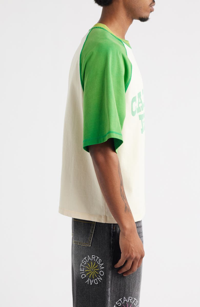 DIET STARTS MONDAY California Dreamin' Embroidered Graphic Baseball T-Shirt, Alternate, color, Cream/Green