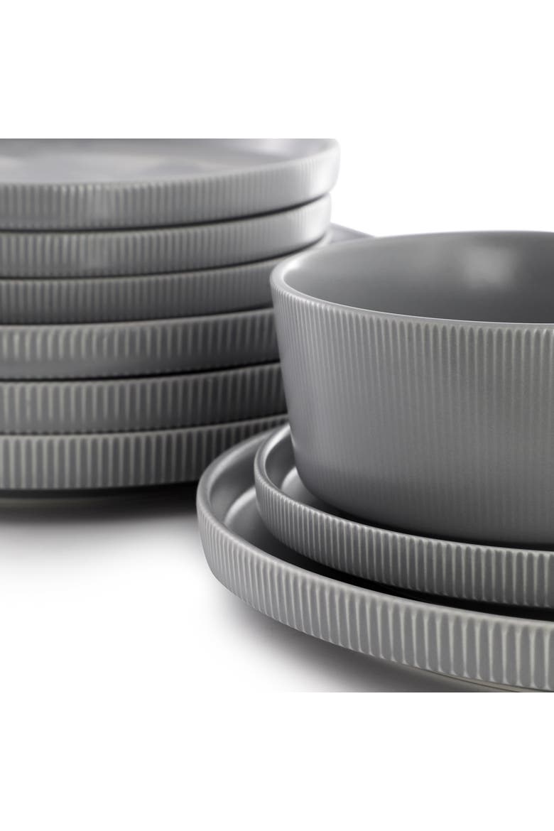 Dempsey Road 12 Piece Stoneware Dinnerware Set, Alternate, color, Grey