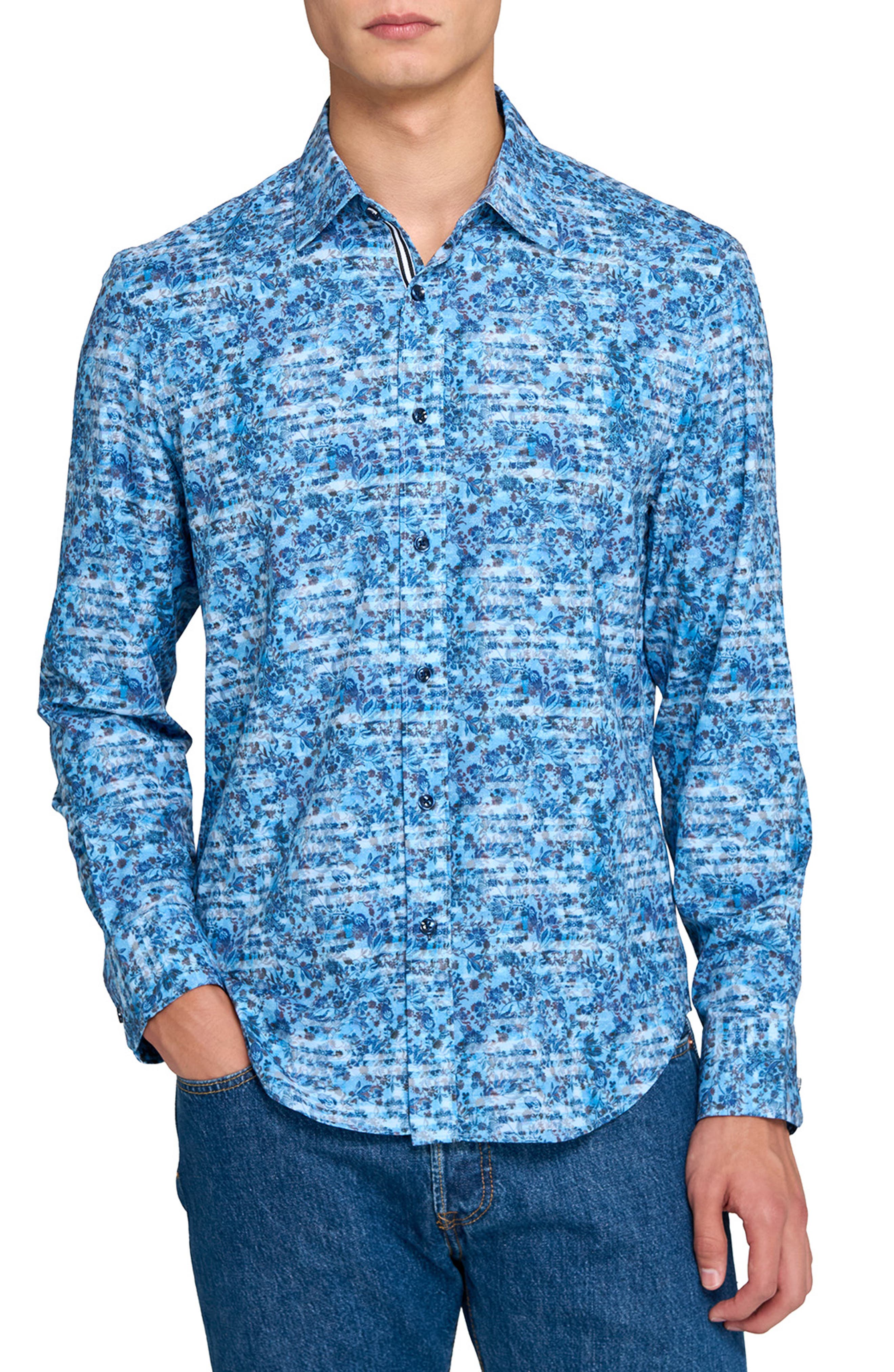 Shadow Floral Print Woven Long Sleeve Basic