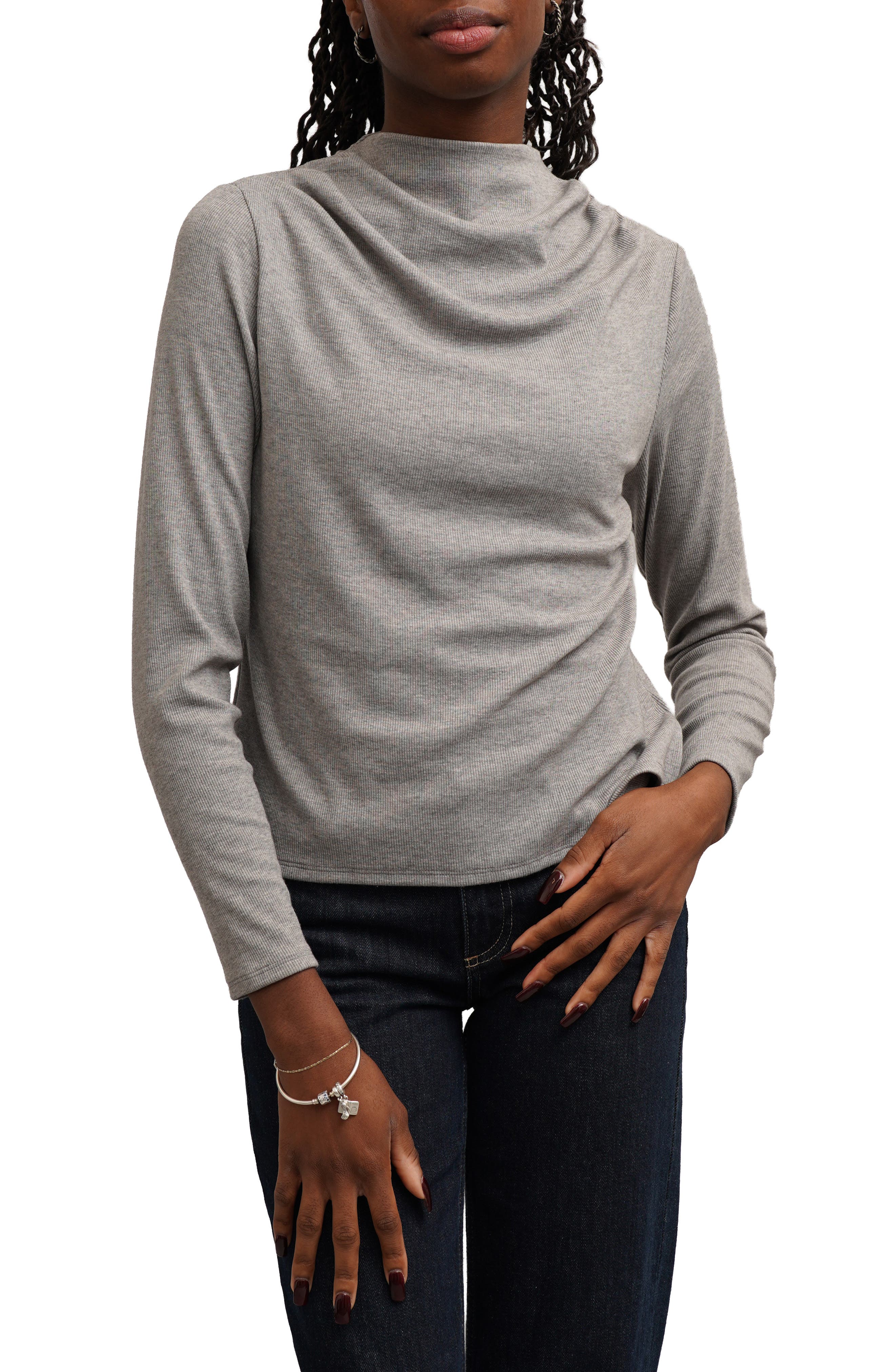 Funnel Neck Long Sleeve Top