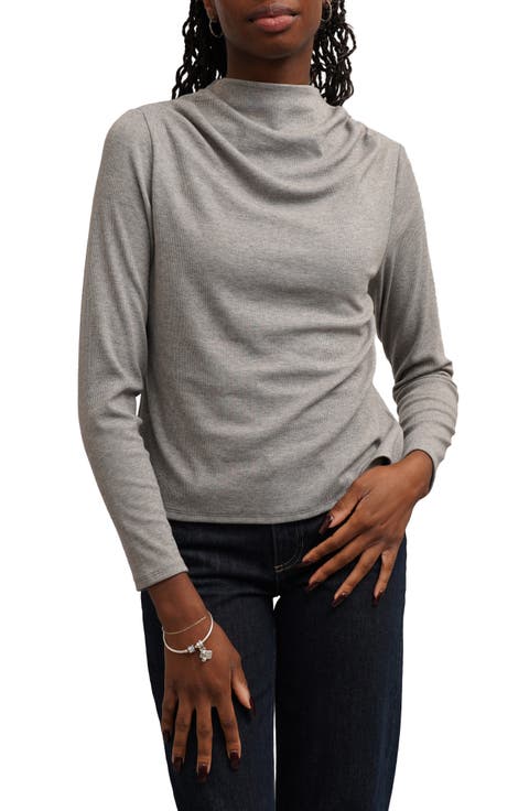 Funnel Neck Long Sleeve Top