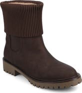 Journee Collection Isabeau Knit Collar Chelsea Boot - Wide Width Available