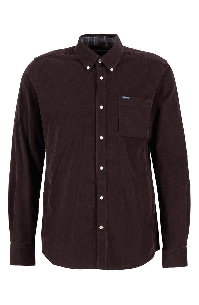Barbour Ramsey Tailored Fit Corduroy Button-Down Shirt, Alternate, color, Dark Oak