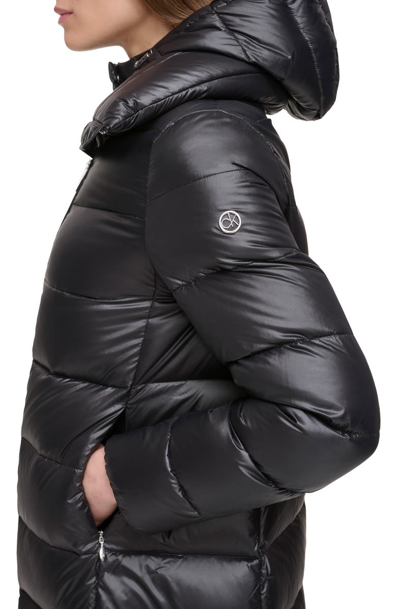 Calvin Klein Water Resistant Packable Hooded Puffer Coat with Removable Bib Insert, Alternate, color,