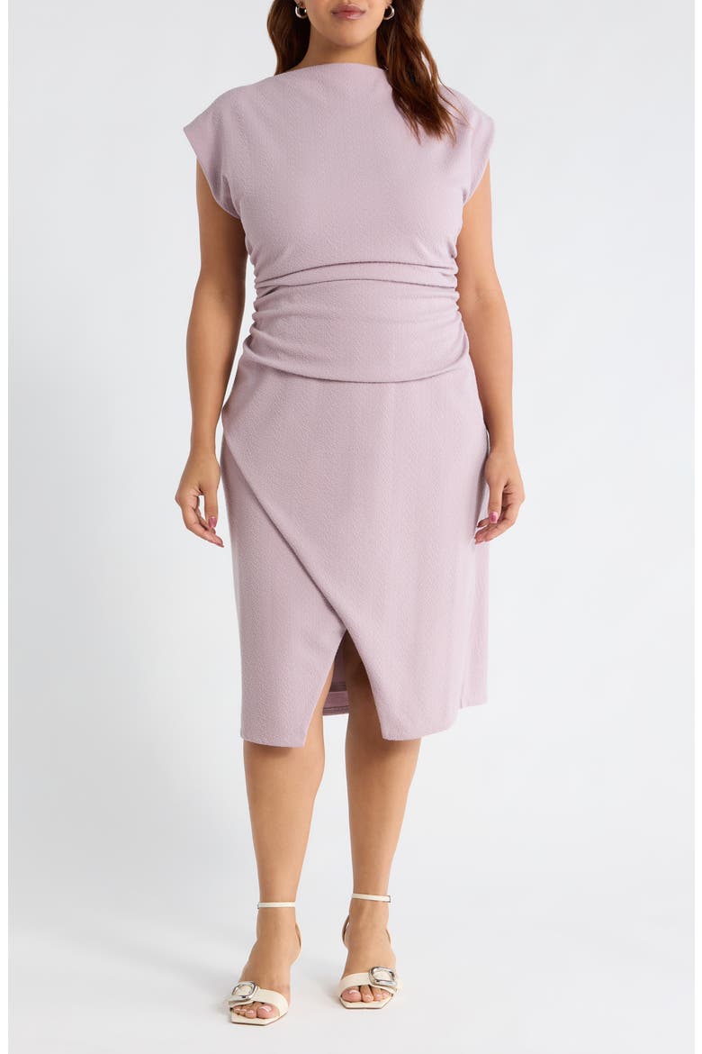 cap sleeve ruched dress Express Women's Lace Pieced Sweetheart Cap Sleeve Ruched Midi Dress in Black Medium