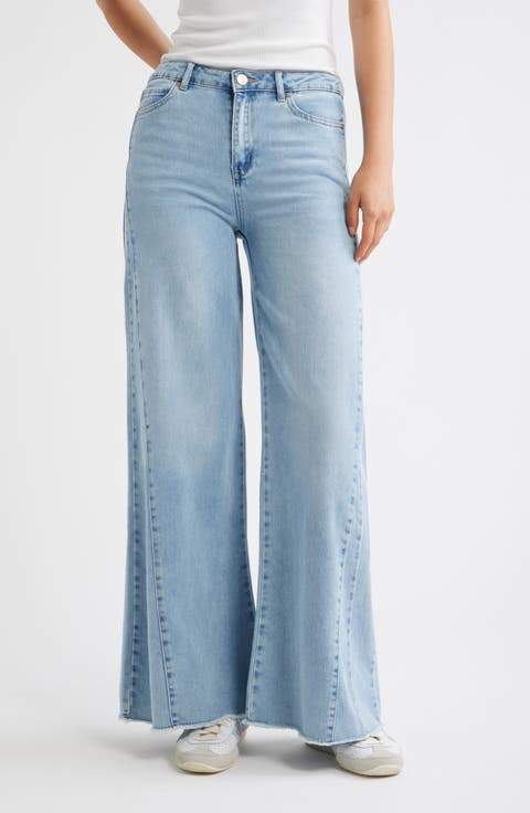 Raw Hem Wide Leg Jeans