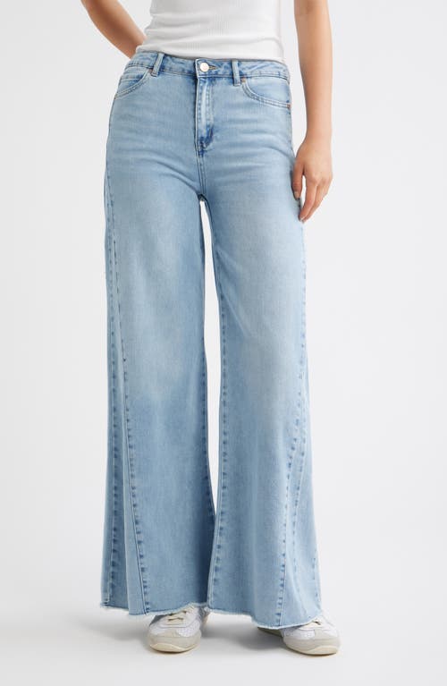 Tractr Raw Hem Wide Leg Jeans in Light Indigo at Nordstrom, Size 27