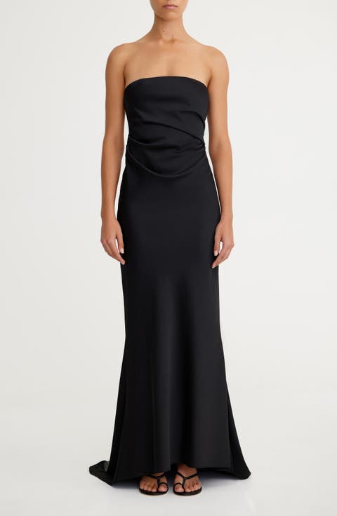 Lucile Strapless Satin Gown with Train