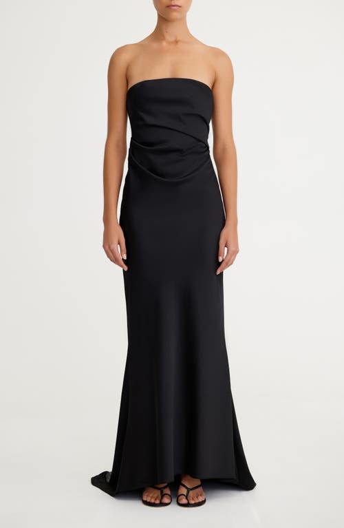 Significant Other Lucile Strapless Satin Gown With Train In Black