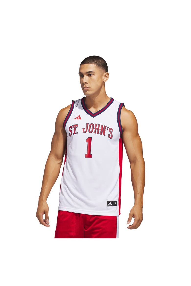 Men's adidas  White St. John's Red Storm Home Replica Basketball Jersey, Main, color, White