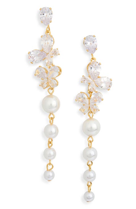 Josephine CZ Butterfly Linear Drop Earrings