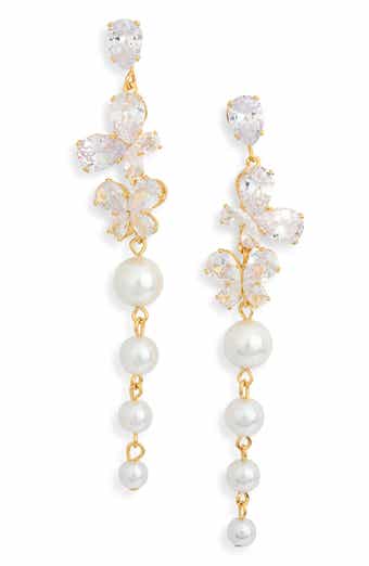 Josephine CZ Butterfly Linear Drop Earrings