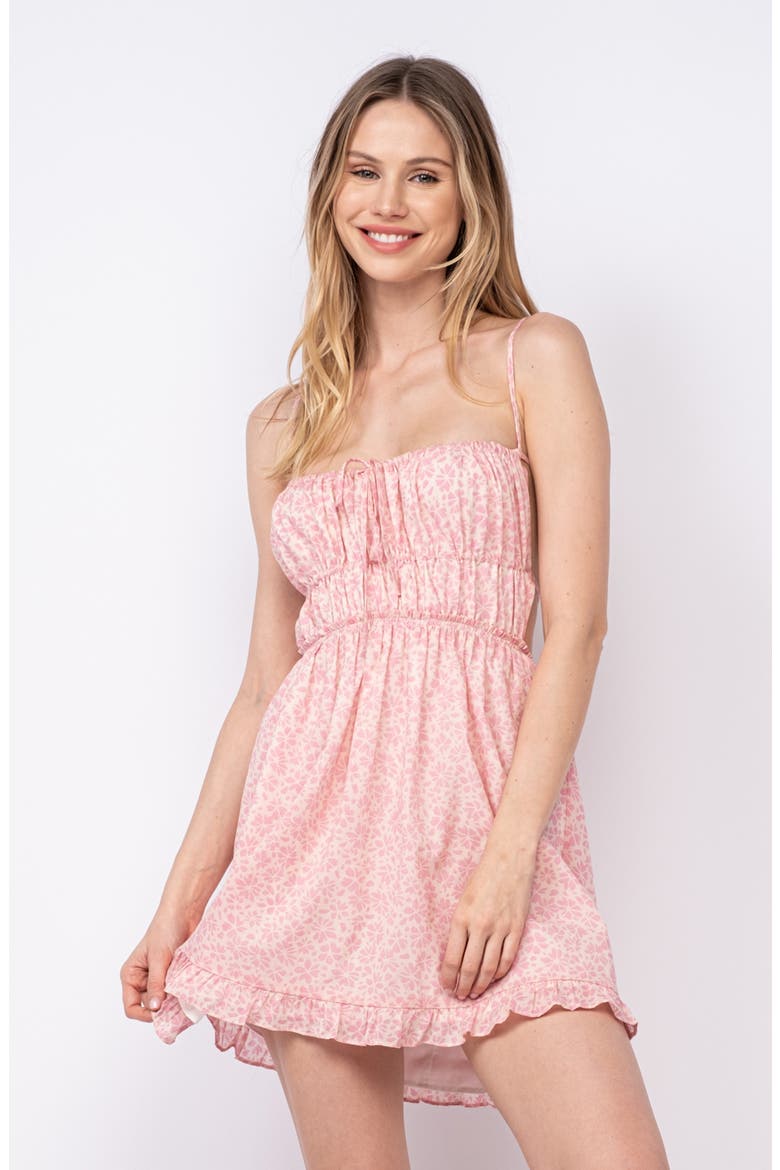 Floral Tie Open Back Cotton Minidress, Alternate, color, PINK