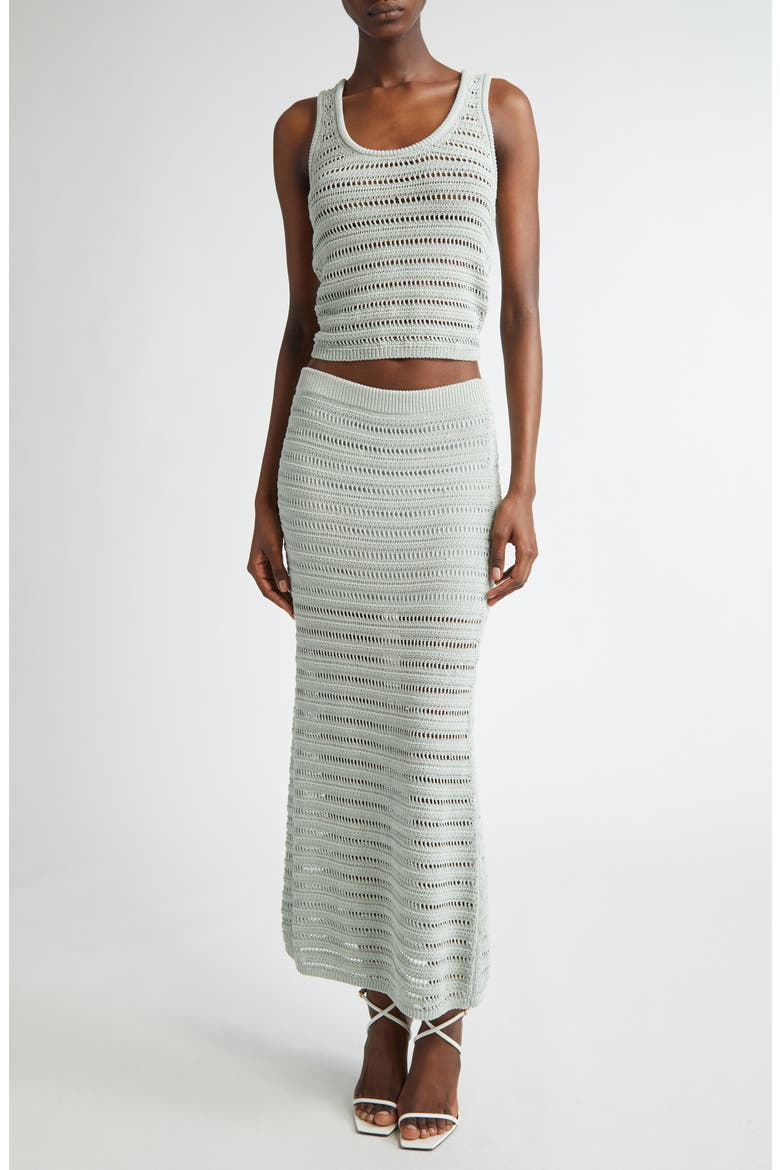 Lana Open Stitch Cotton Blend Maxi Skirt, Alternate, color, CASCADE