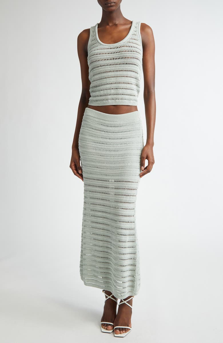 A.L.C. Lana Open Stitch Cotton Blend Maxi Skirt, Alternate, color, Cascade