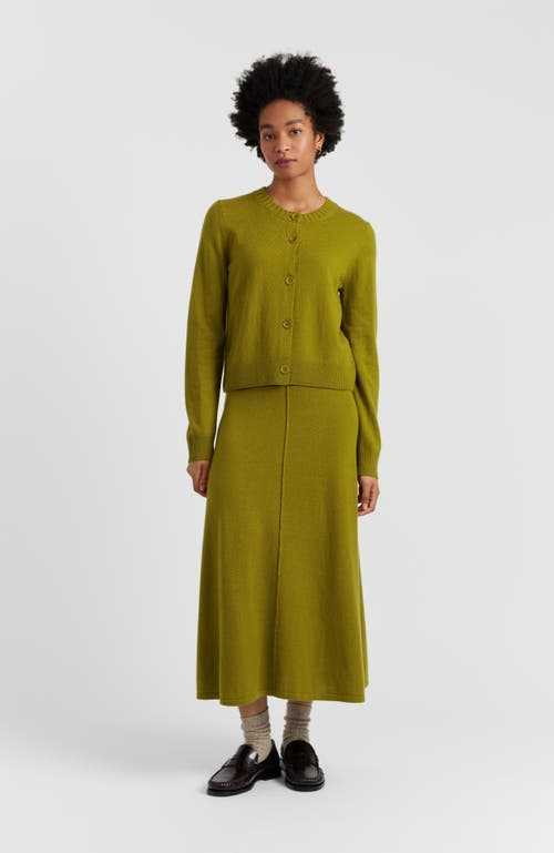 Chinti & Parker Wool Cashmere Blend Crew Neck Cropped Cardigan In Green