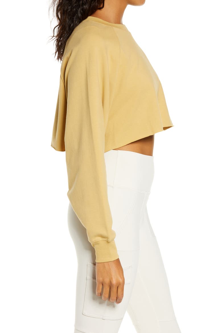 Double Take Crop Sweatshirt, Alternate, color, HONEY